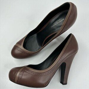 Bottega Veneta Women’s Brown‎ Designer Oxford Leather Platform Heels EU 40